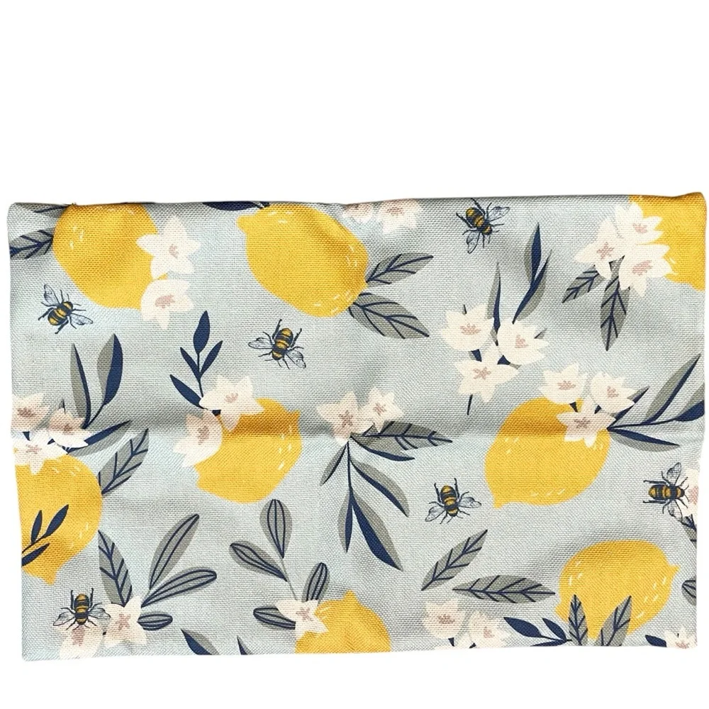 Lumbar Throw Pillow Cover Lemon and Bee Pattern